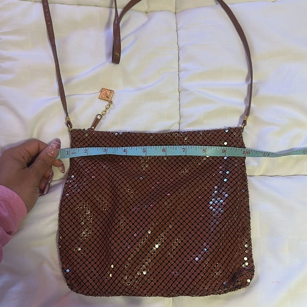 Red whiting and Davis metal mesh crossbody bag - Picture 6 of 8